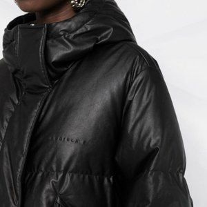MM6 Maison Margiela Women's Black Pleather Puffer Jacket Coat Size S